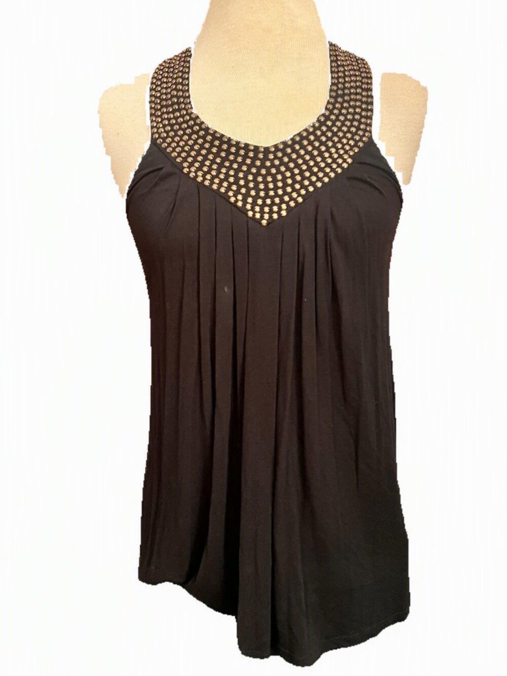 Spense Black Studded Racerback Babydoll Tank Top XS
